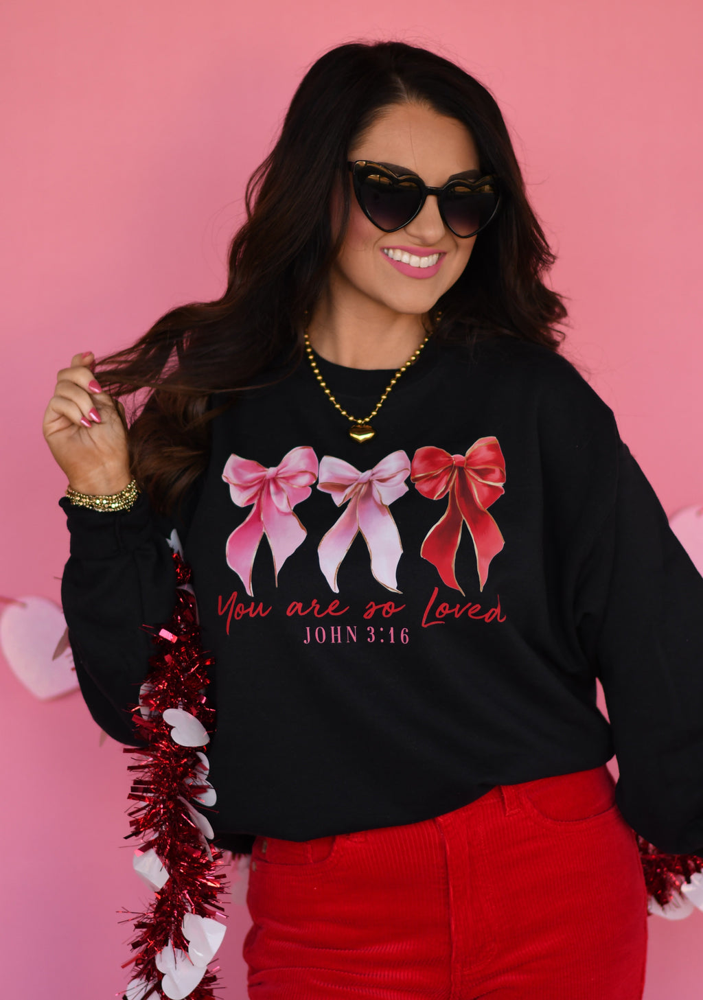 You Are So Loved Three Bows Sweatshirt