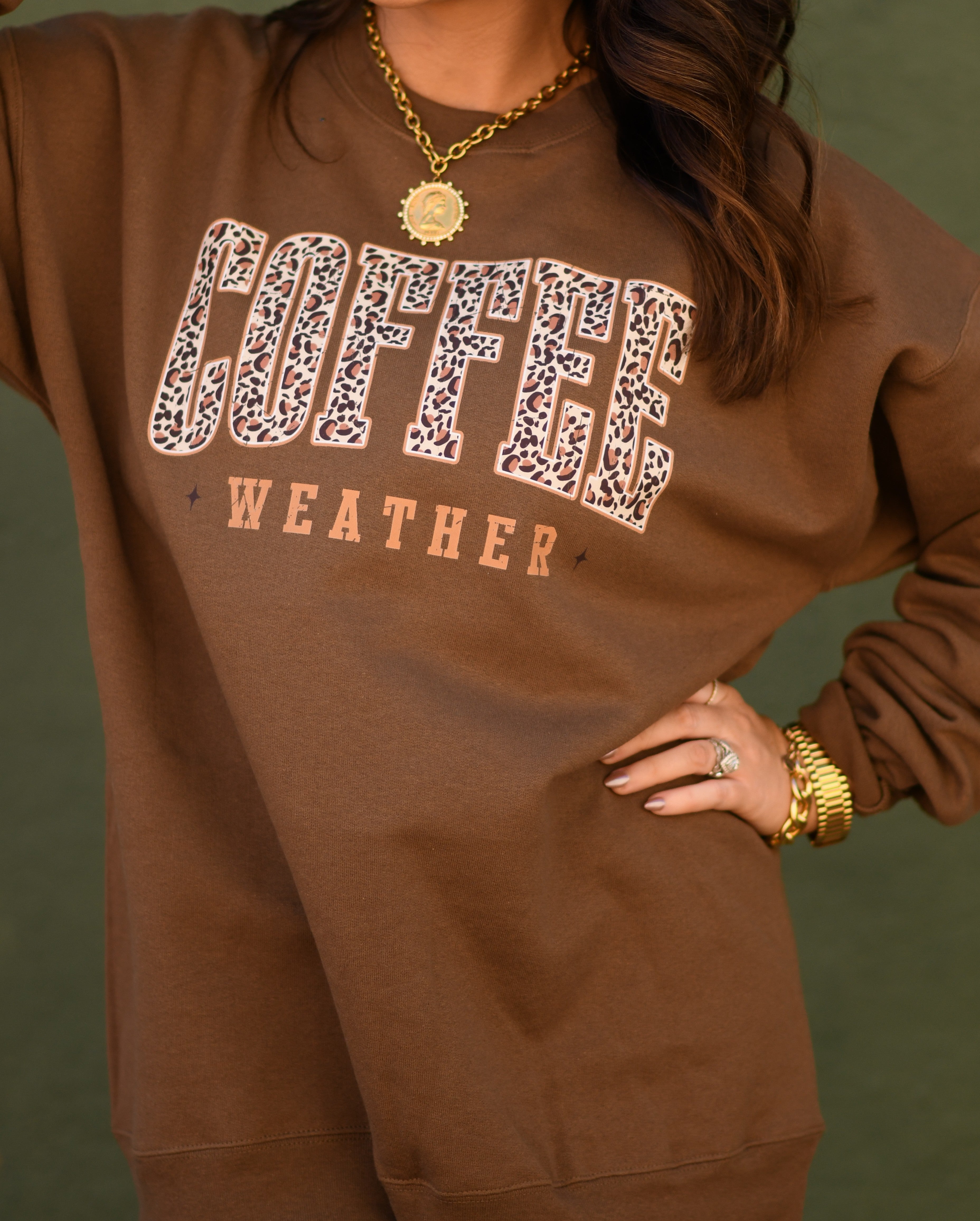 Coffee Weather Leopard Sweatshirt